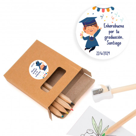 Conjunto para colorir com adesivo de formatura personalizado para meninos