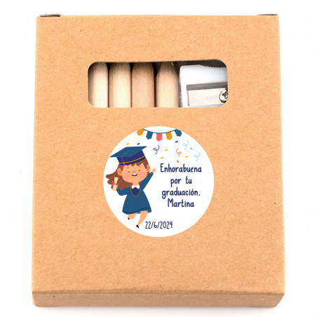 Conjunto de adesivos de formatura personalizados para colorir para meninas