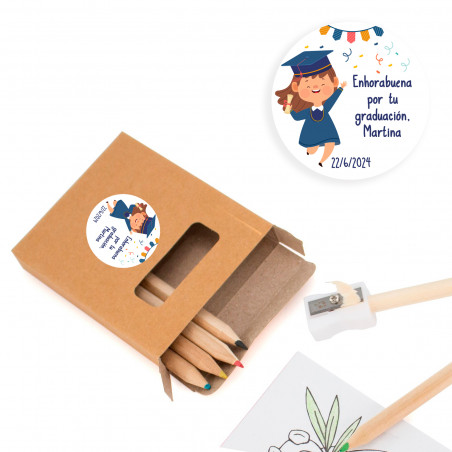 Conjunto de adesivos de formatura personalizados para colorir para meninas