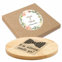Suporte para copos de bambu em caixa de presente e adesivos decorativos