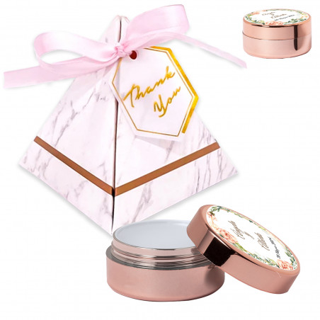 Gloss labial personalizado apresentado em caixa piramidal decorativa