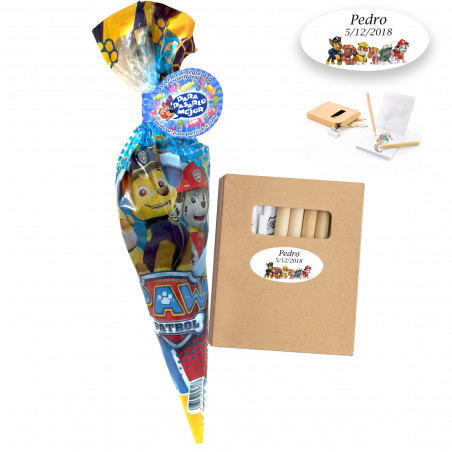 Saco de doces paw patrol com conjunto para colorir com adesivo personalizado