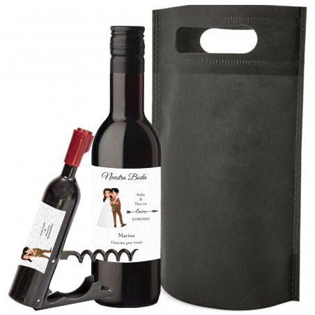 Garrafa de vinho saca rolhas de casamento personalizada com sacola de presente