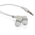 Fones de ouvido vermelhos em estojo personalizado com adesivo para formatura de menina