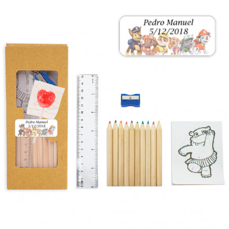 Conjunto para colorir com pirulito e adesivo da Patrulha Canina personalizado para detalhes de eventos