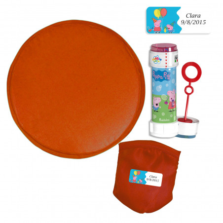Frisbee de tecido dobrável com bolsa e adesivo personalizado da Peppa Pig com soprador de bolhas