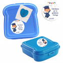 Lancheira sanduíche com pirulito de coração e adesivo de formatura personalizado para menino