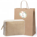 Bolsa de praia feminina em saco kraft com adesivo personalizado