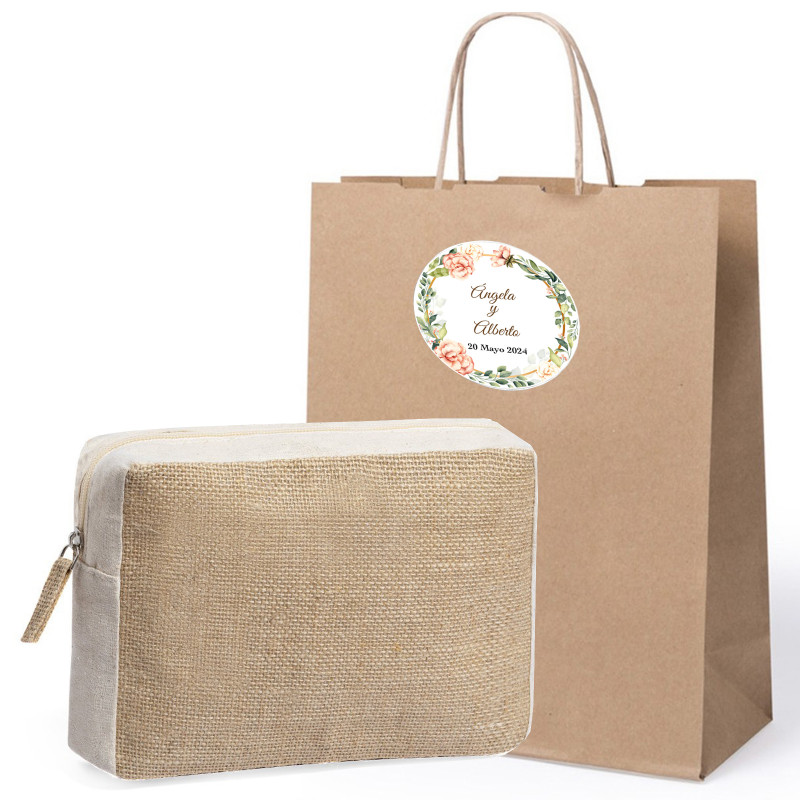 Bolsa de praia feminina em saco kraft com adesivo personalizado