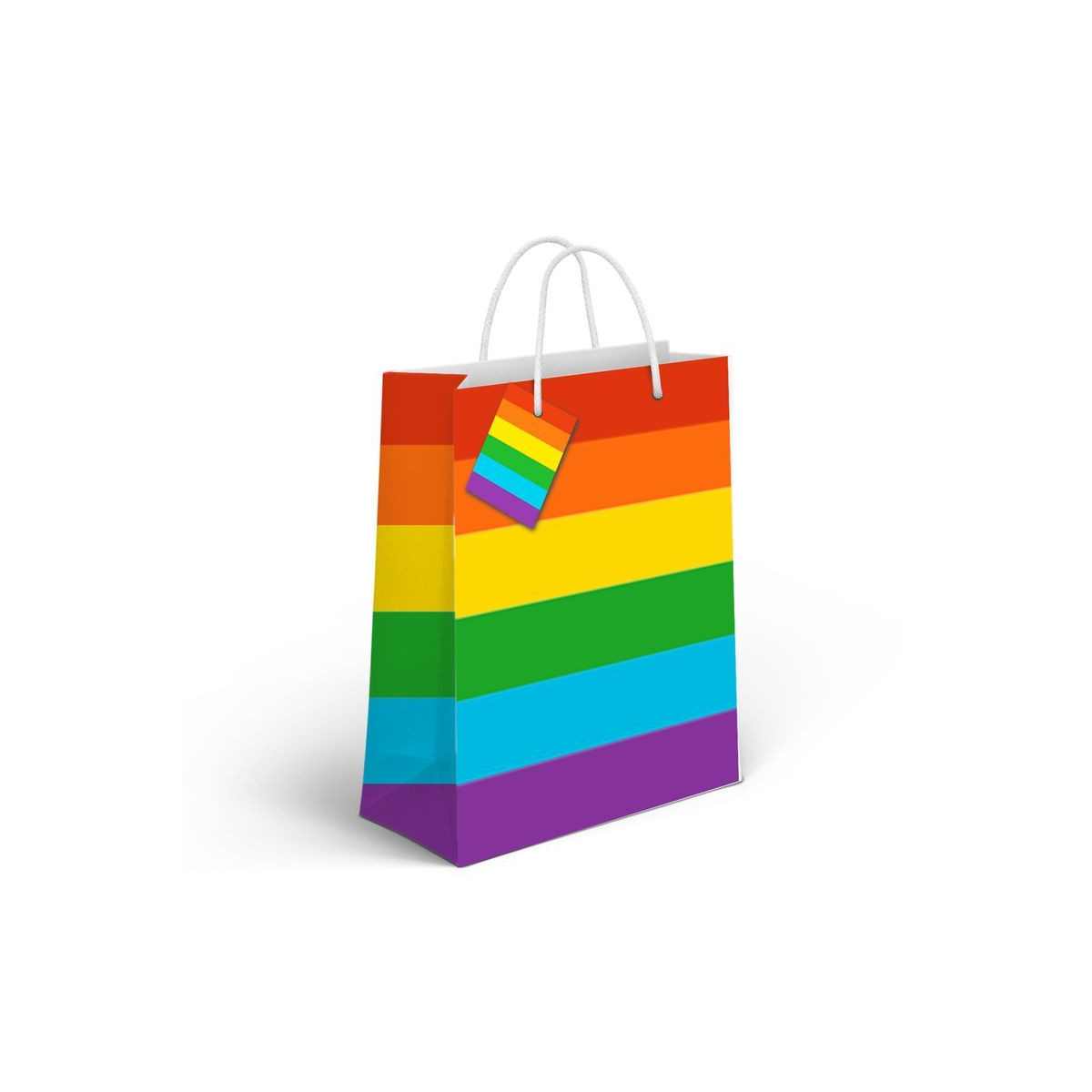 Bolsa de papel média com motivo de arco-íris