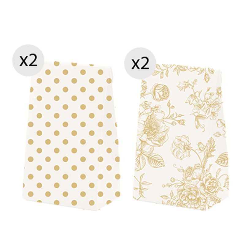 Conjunto de 4 bolsas com dois designs diferentes para apresentação tamanho S