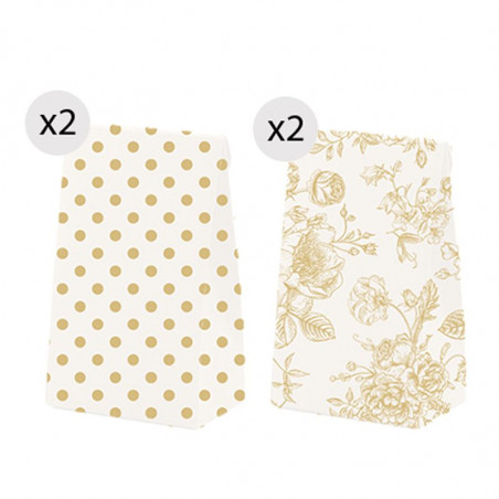 Conjunto de 4 bolsas com dois designs diferentes para apresentação tamanho S