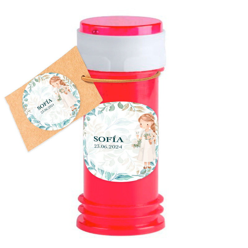 Pompe personalizado sem sabão para detalhes de comunhão menina