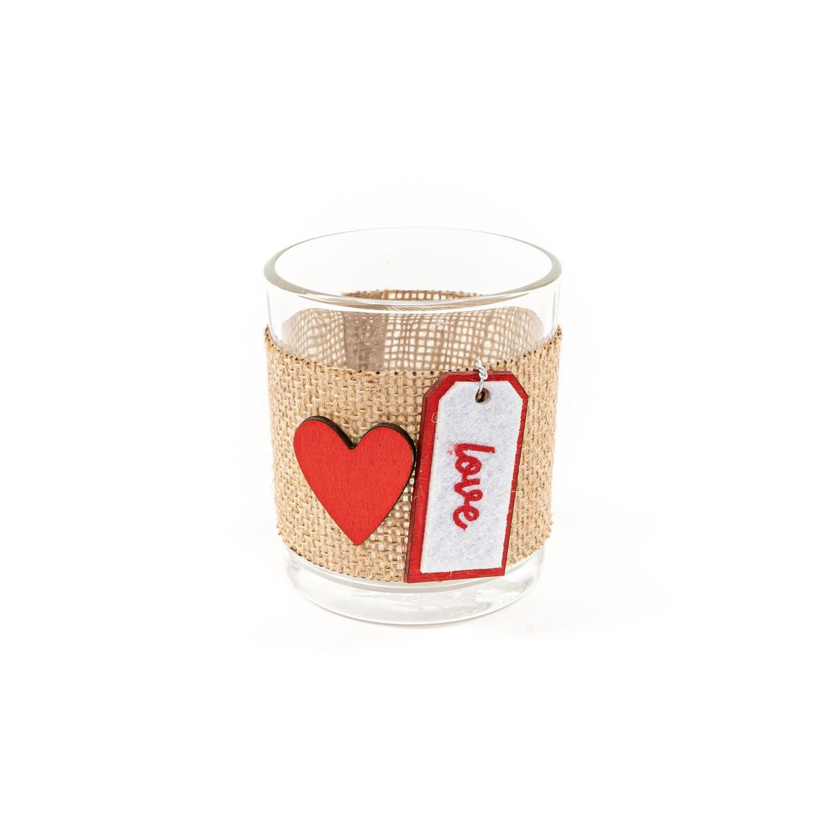 Porta-velas de Cristal com decoração rústica