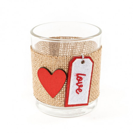Porta-velas de Cristal com decoração rústica