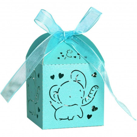 Chaveiro de bambu personalizado em caixa de elefante para lembrancinhas de batizado