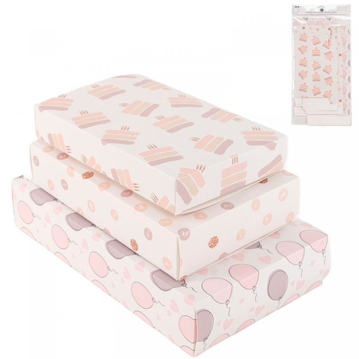 Caixas em conjunto de três em tons pastel