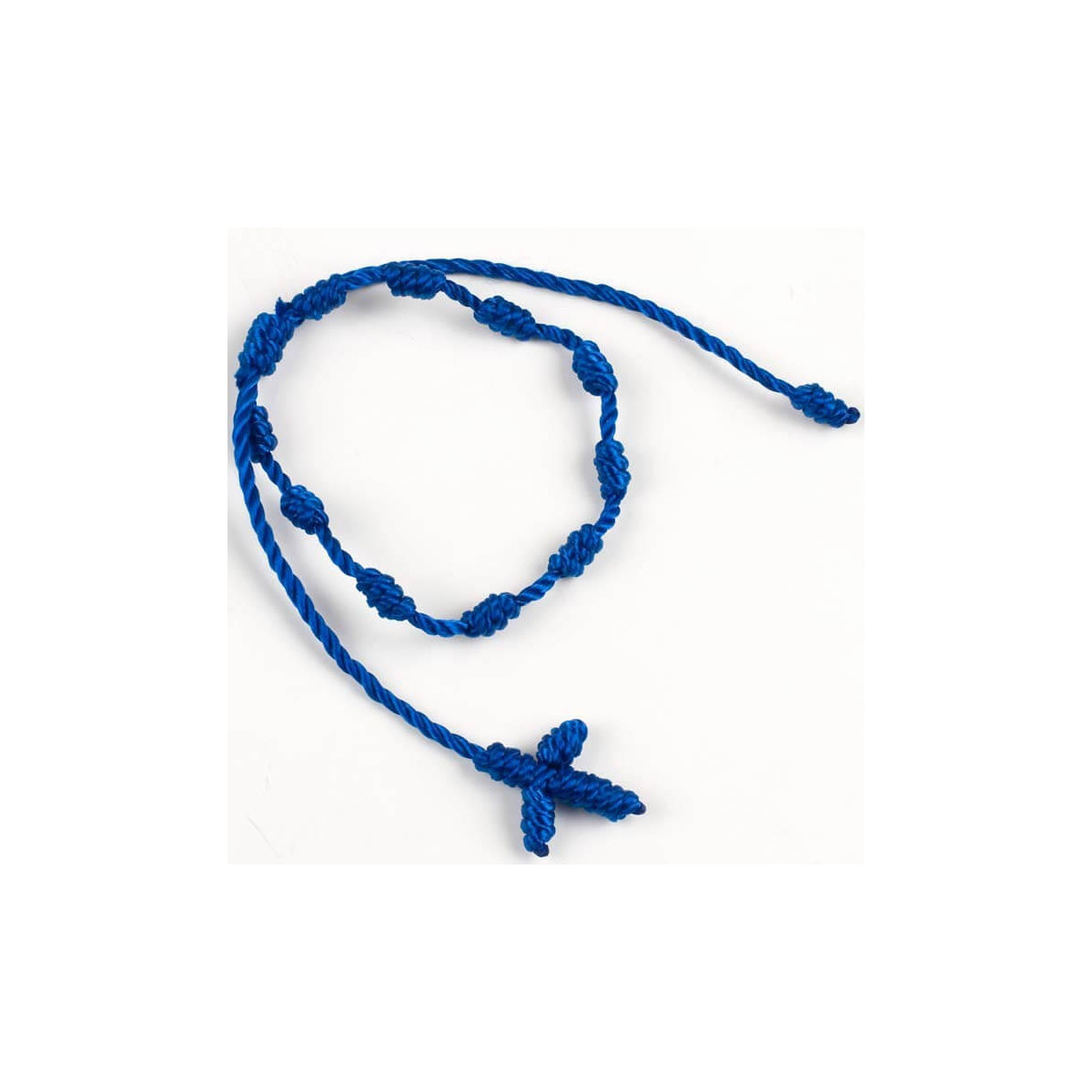 Pulseira de dezena de fio azul com cruz