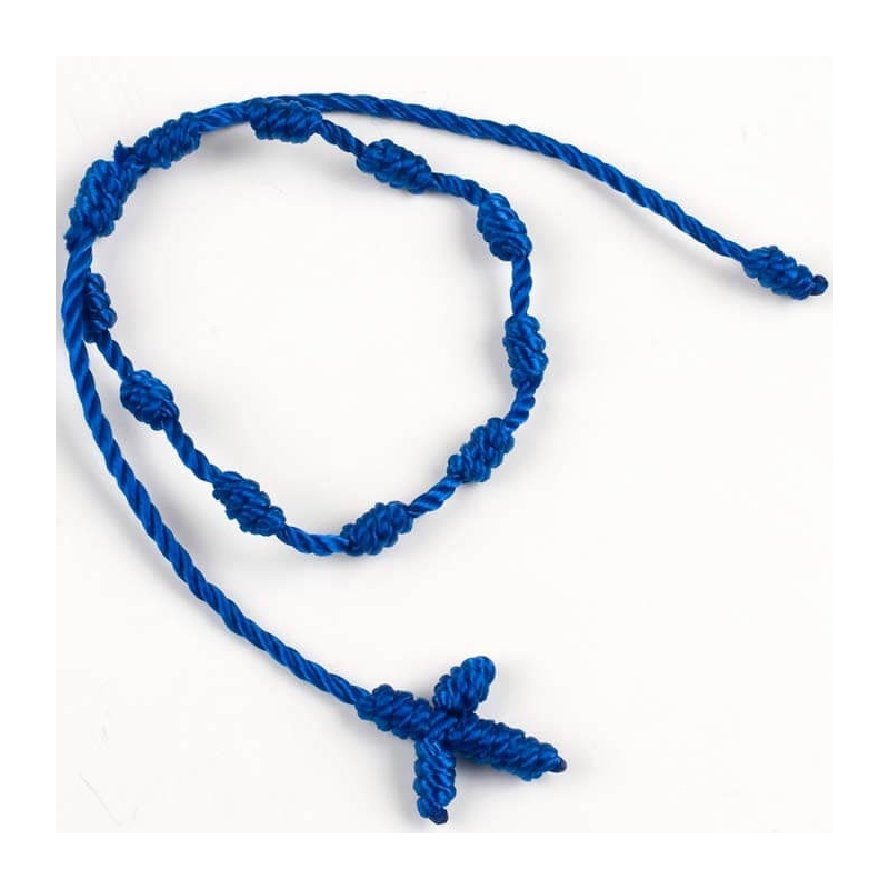 Pulseira de dezena de fio azul com cruz