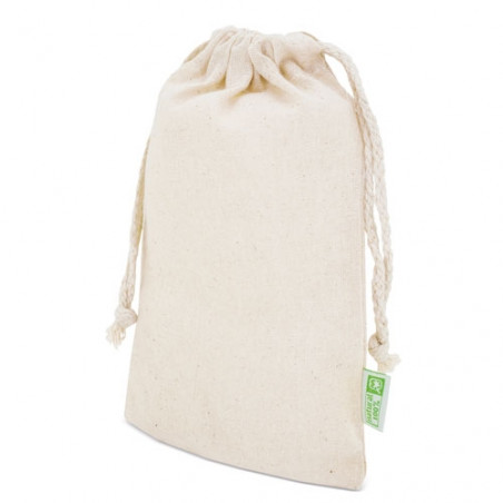 Saco de algodão para apresentação de detalhes em cor natural 13x21