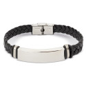 Pulseira de aço para homem com placa prateada