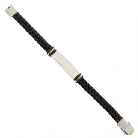 Pulseira de aço para homem com placa prateada
