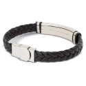 Pulseira de aço para homem com placa prateada