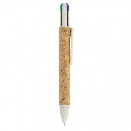 Caneta de 4 cores com corpo em cortiça