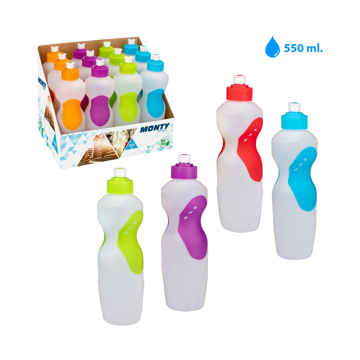 Botella para água capacidade 550 ml com bico para detalhes