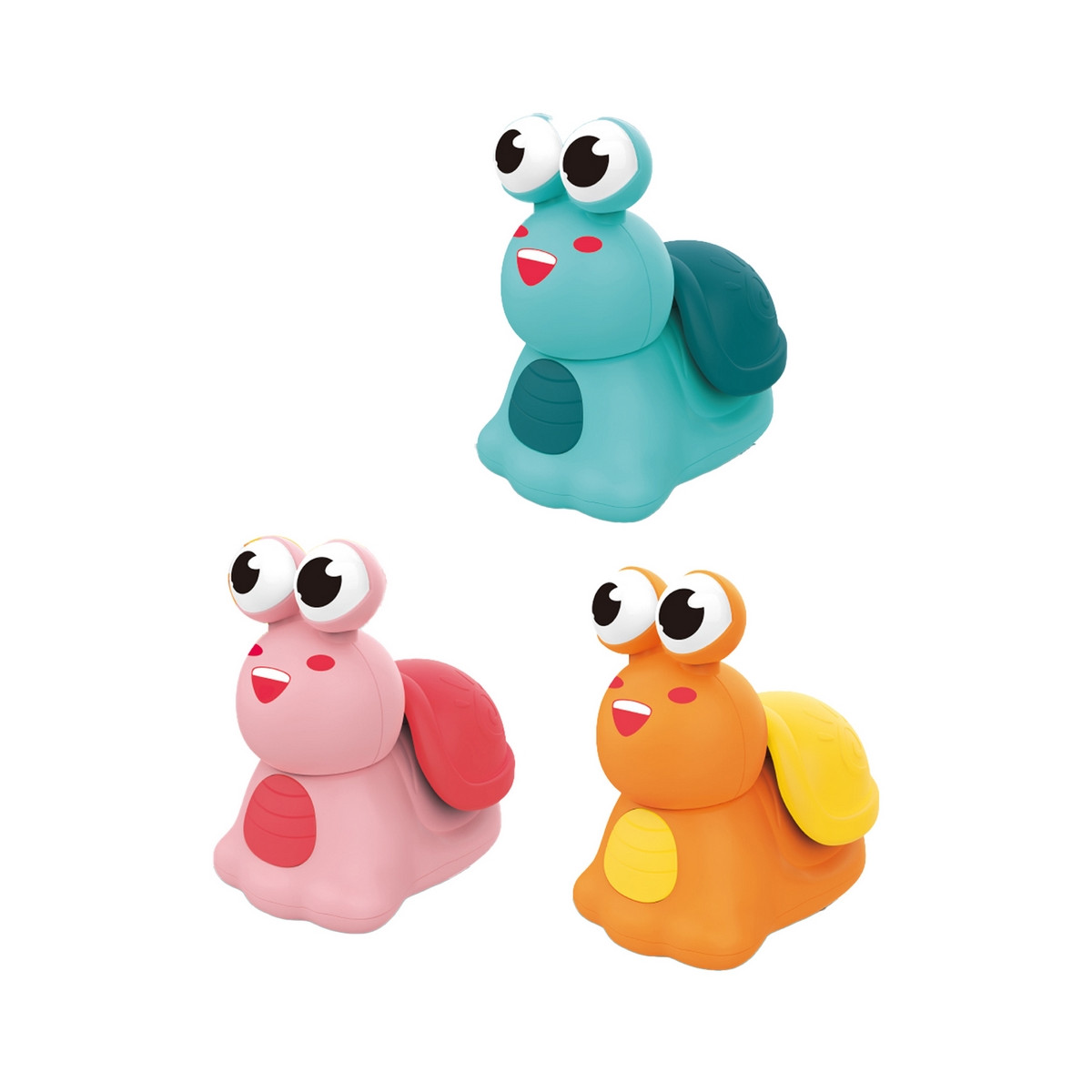 Caracóis coloridos com movimento por pressão para detalhes