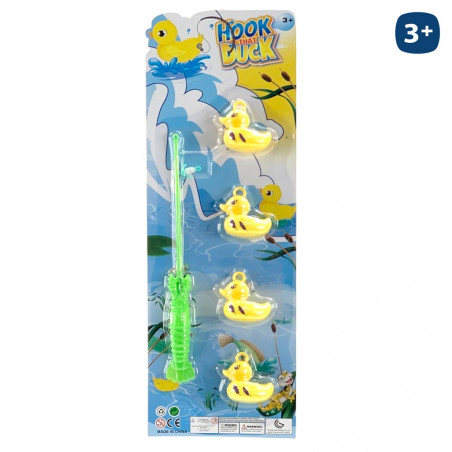 Jogo infantil de pesca com patinhos e vara para presente