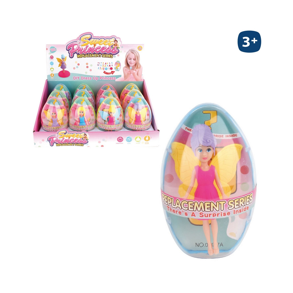 Mini fada boneca com surpresa apresentada em ovo de plástico