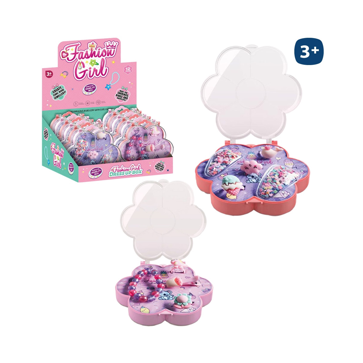 Contas coloridas para fazer pulseiras de meninas em caixa individual