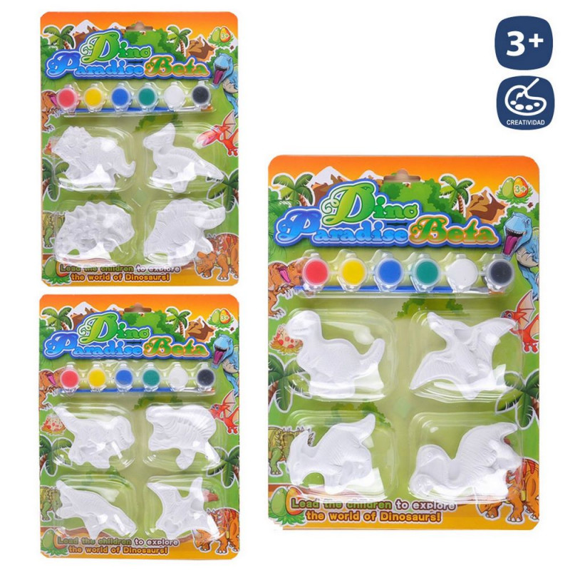 Figuras de gesso de dinossauros para pintar com tintas