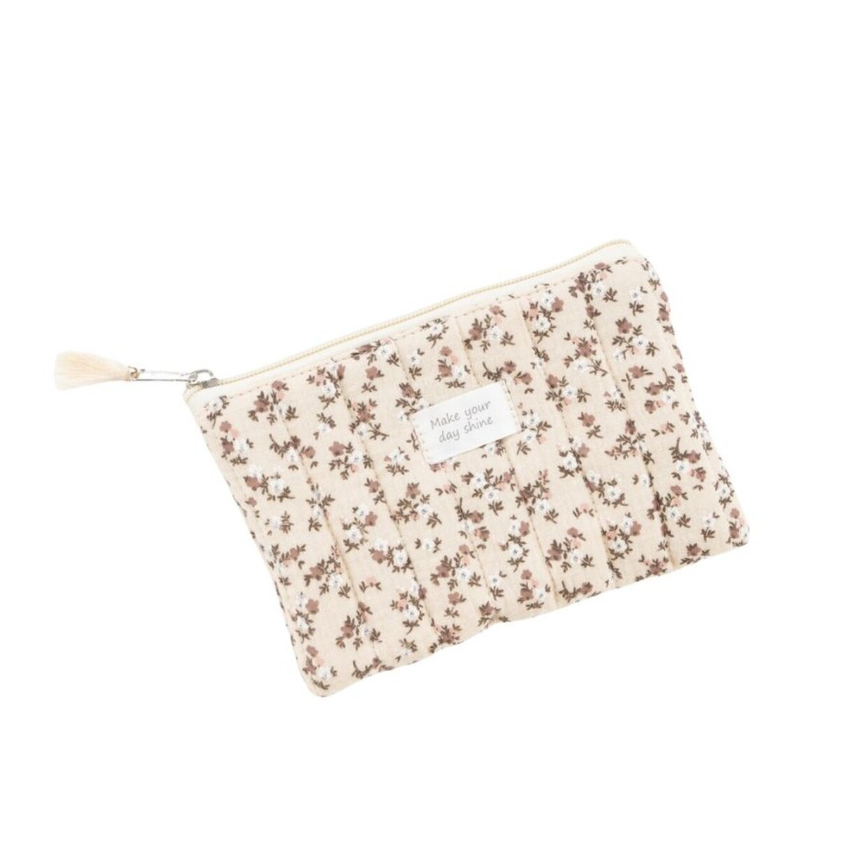 Necessaire plano de algodão com flores
