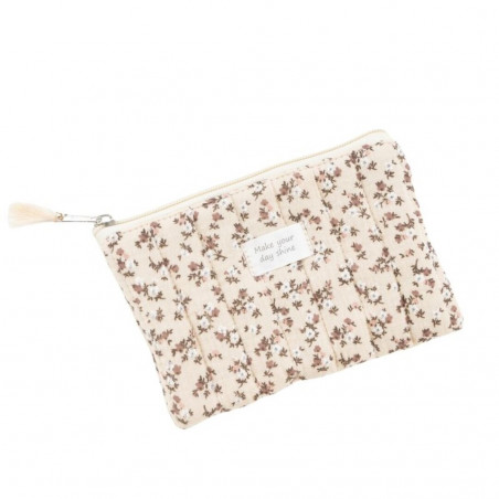 Necessaire plano de algodão com flores