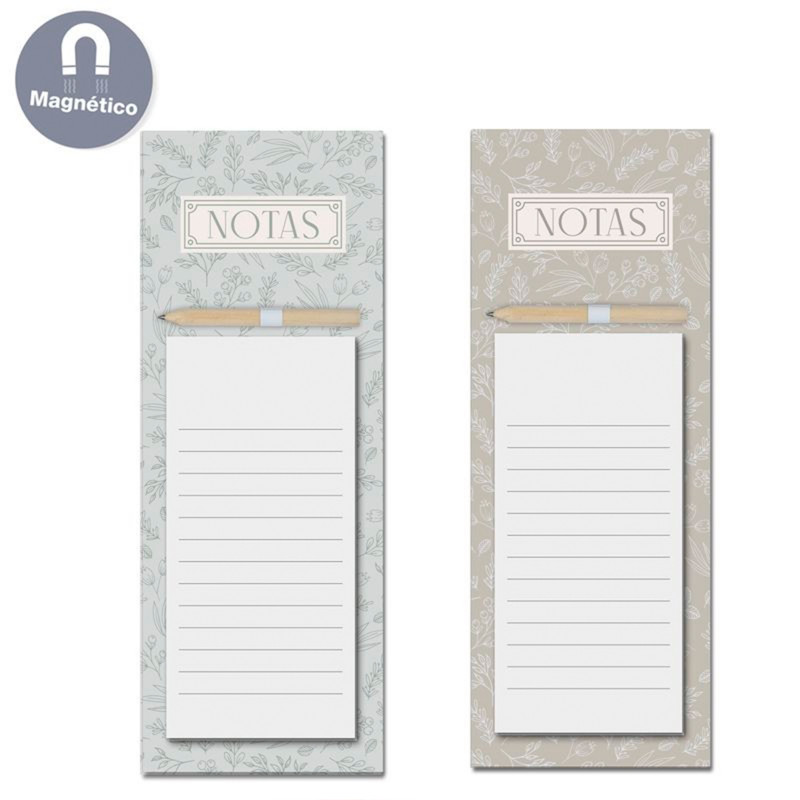 Bloco de notas vintage com ímã e lápis para detalhes