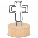 Clip em forma de cruz com base de madeira para detalhes de eventos