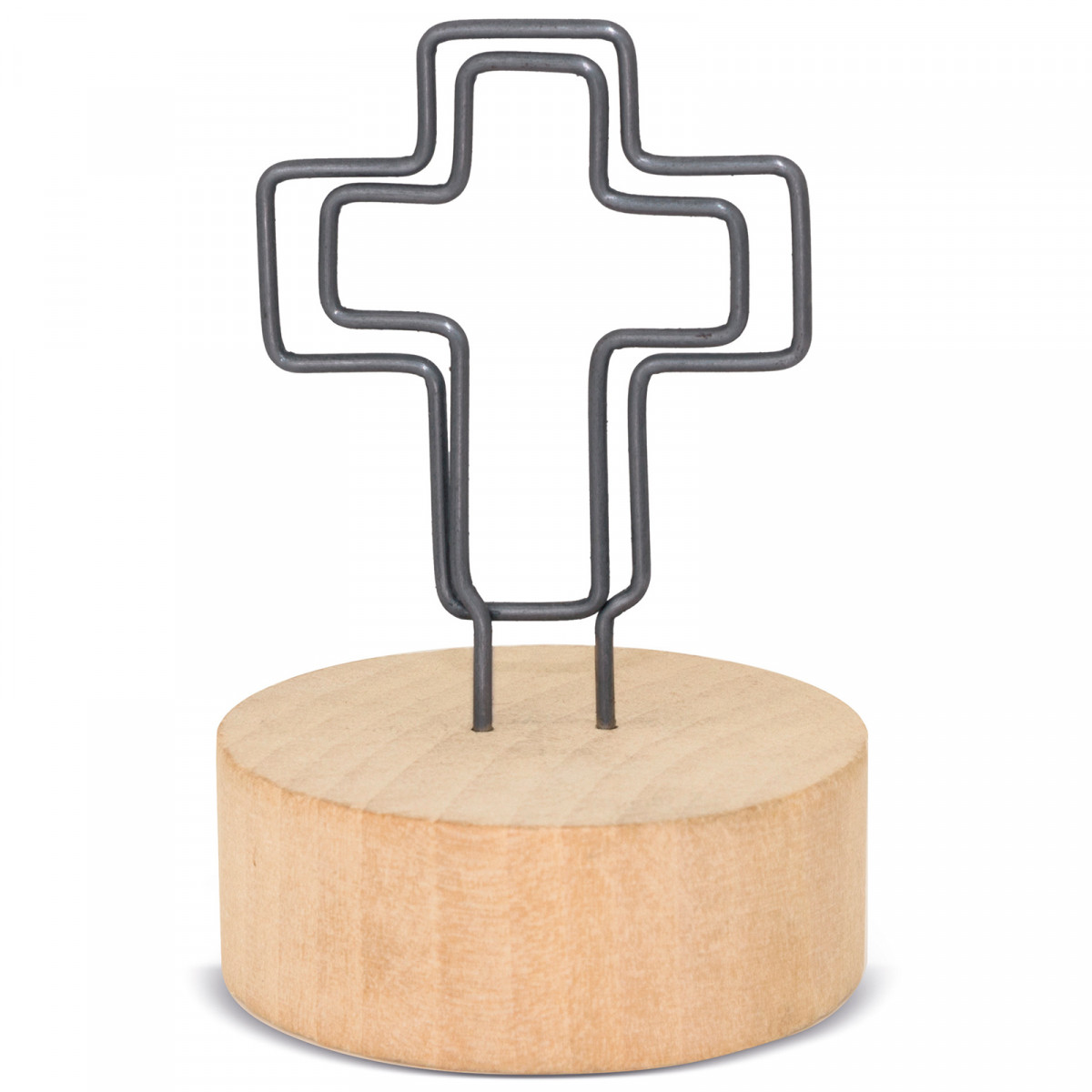 Clip em forma de cruz com base de madeira para detalhes de eventos