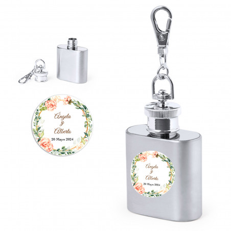 Chaveiro de cantil personalizado para lembrancinhas de casamento