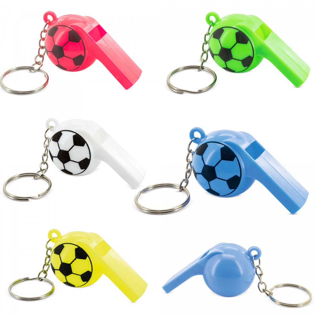 Chaveiros Apito com Design de Futebol Pacote com 5 unidades