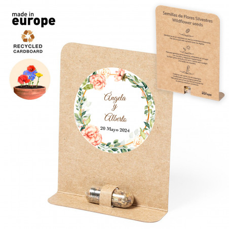 Cápsula de sementes personalizada para lembrancinhas de casamento