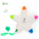 Marcador fluorescente em formato de estrela com adesivo personalizado para detalhes
