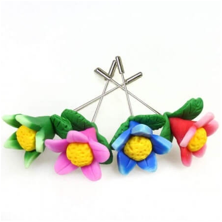 Pinos de flores Fimo