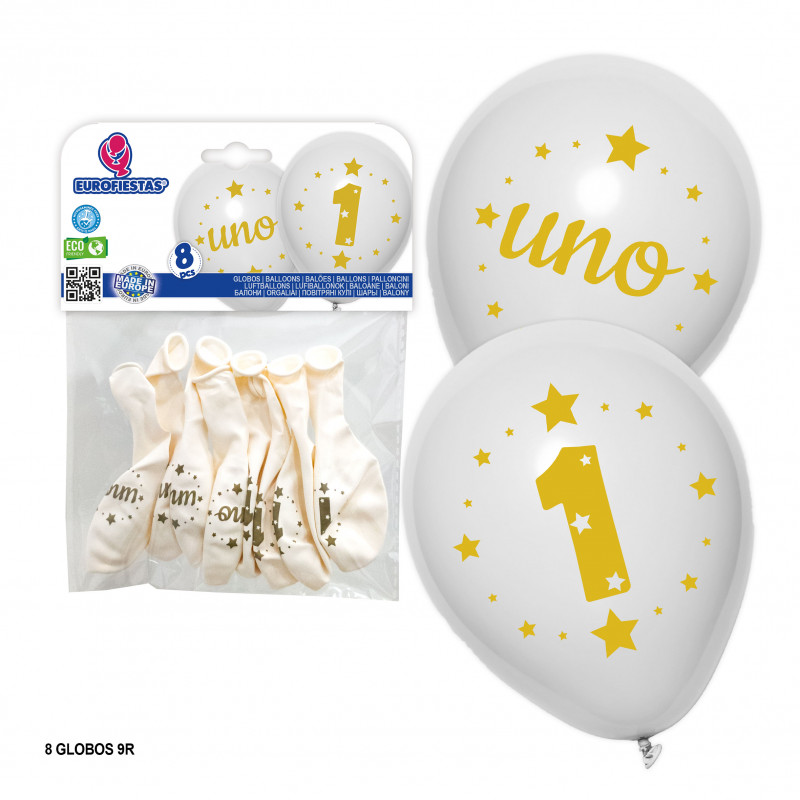 Baloons com o número um impresso