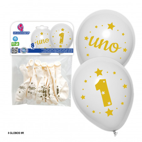 Baloons com o número um impresso