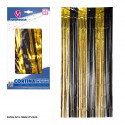 Cortina decorativa de franjas ouro e preto 2x1m