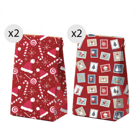 Bolsas de natal 4 unidades 18x23cm vermelhas