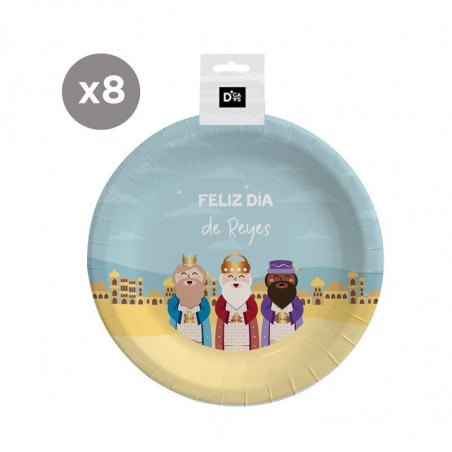 Pratos de papelão 8 unidades 18cm Reis Magos Natal