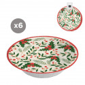 Bols descartáveis Natal 6 unidades 17,5cm folhas de azevinho